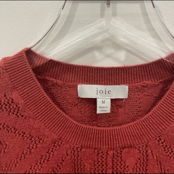 Joie Jaede Pointelle Cotton Cashmere Sweater in Desert Spice Size Medium - Picture 6 of 11